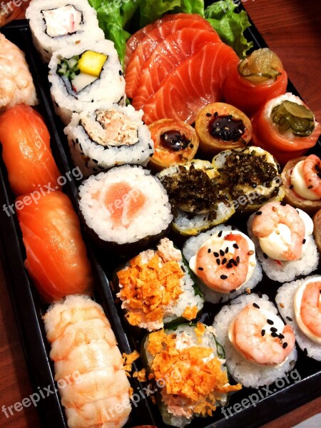 Sushi Sashimi Food Oriental Combined