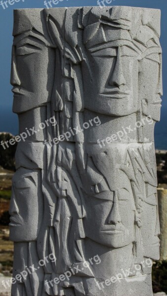 Cyprus Ayia Napa Sculpture Park Faces Totem