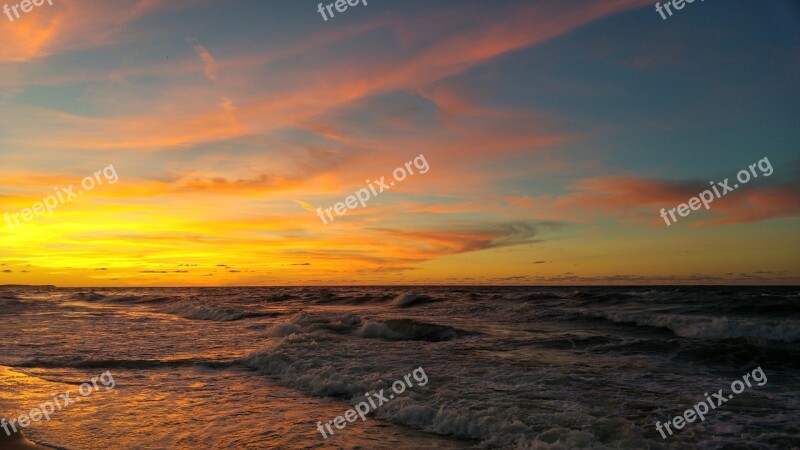 Sea Sunset Nature West The Baltic Sea