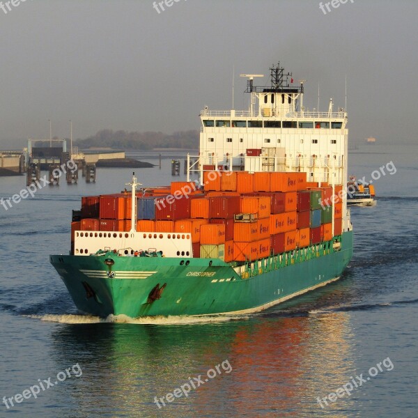 Ship River Containers Water Transport