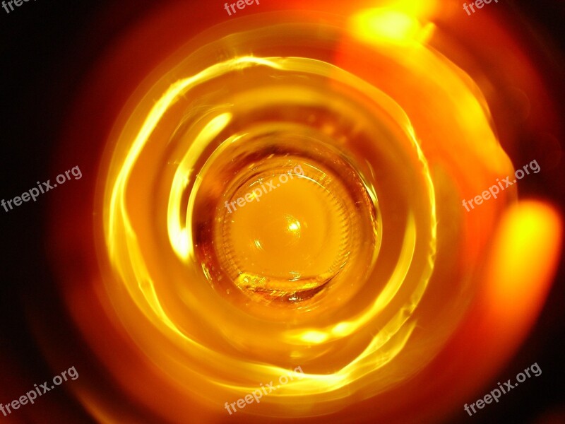 Light Orange Fire Abstract Glass Bottle