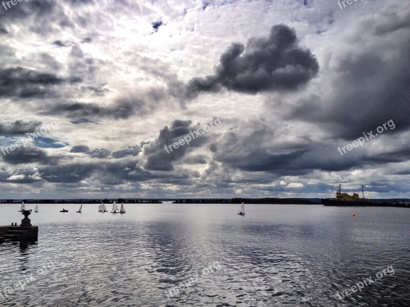 Clouds Bay Sky Water Reflection In The Water