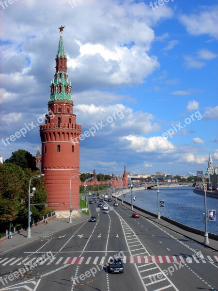 Moscow River Russia Kremlevskaya Embankment The Moscow River