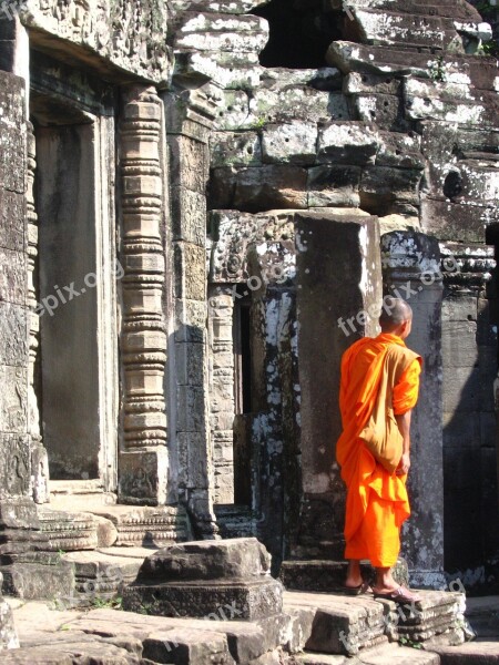 Cambodia Monk Ankor Wat Free Photos