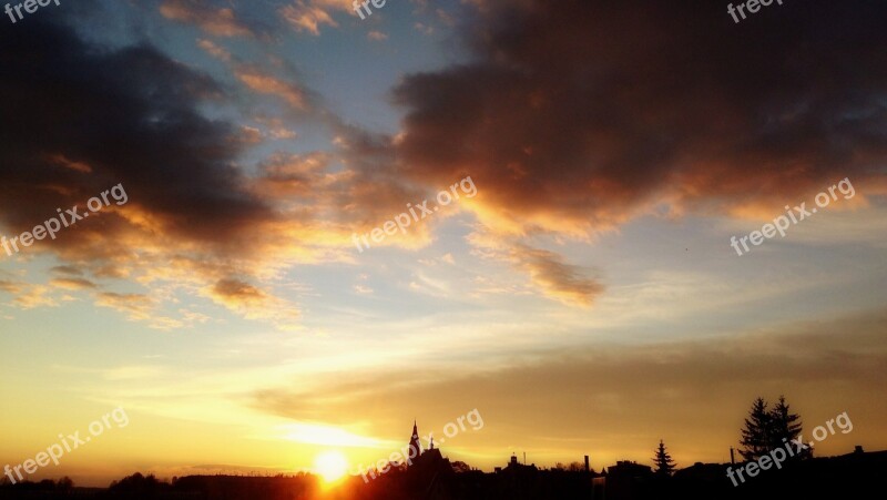 Olkusz Poland Sunset Clouds Sky