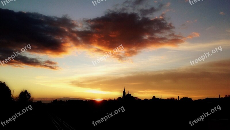 Olkusz Poland Sunset Clouds Sky