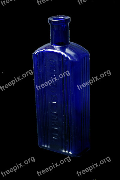 Bottles Old Fashioned Cobalt Blue Glass Retro Poison