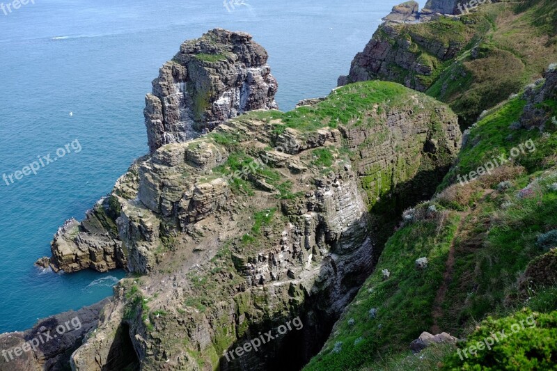 France Brittany Sea Blue Rocks