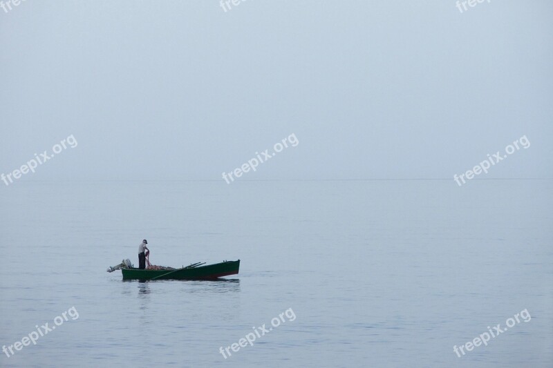 Fisherman Sunrise Dusk Fishing Boat