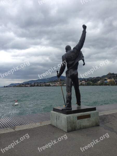 Monument Water Lake Montreux Switzerland