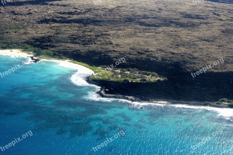 Hawaii Aerial Photograph Bird's Eye Sea Lava