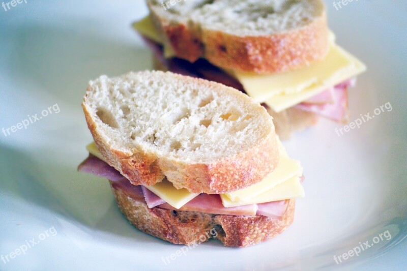 Sandwich Ham Cheese Bread Rustic