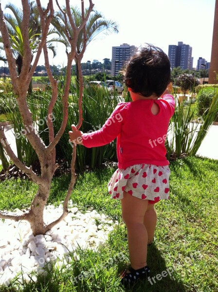 Baby Nature Child Playing Girl Back View