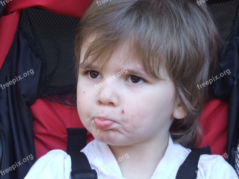 Child Face Pouting Stroller Caucasian