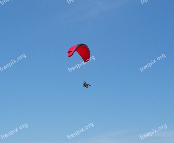 Paragliding Flying Blue Sky Summer