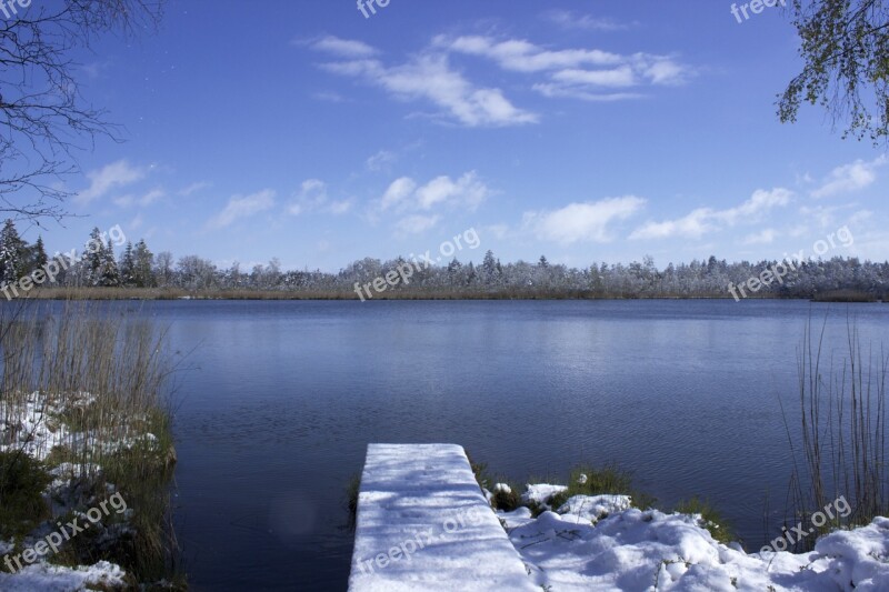 Bad Wurzach Nature Reserve Moor Snow In Spring Marsh