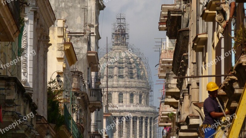 Cuba Havana Facade Colonial Style Old