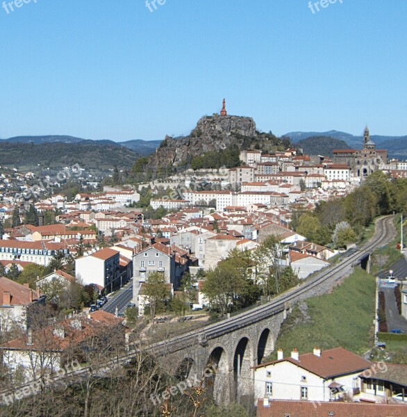 The Puy In Velay Auvergne City Panorama Volcano