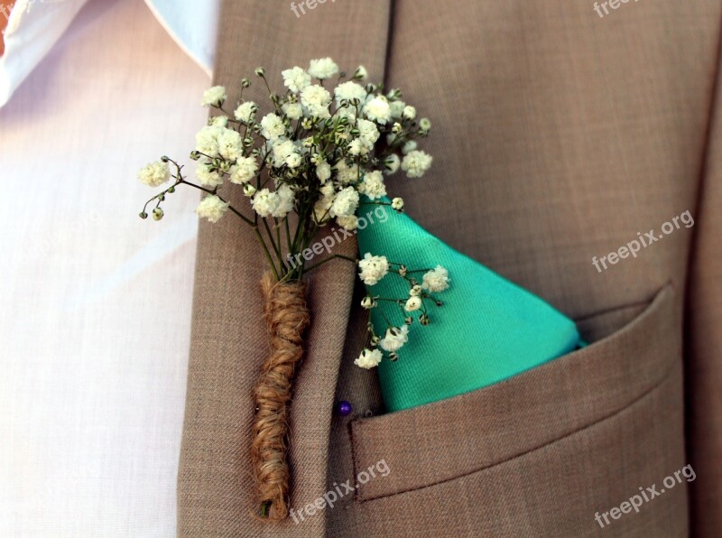 Arrangement Flowers Groom Lapel Suit Jacket