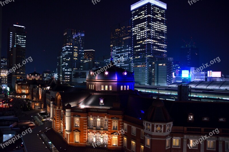 Tokyo Station Night View Illumination Free Photos