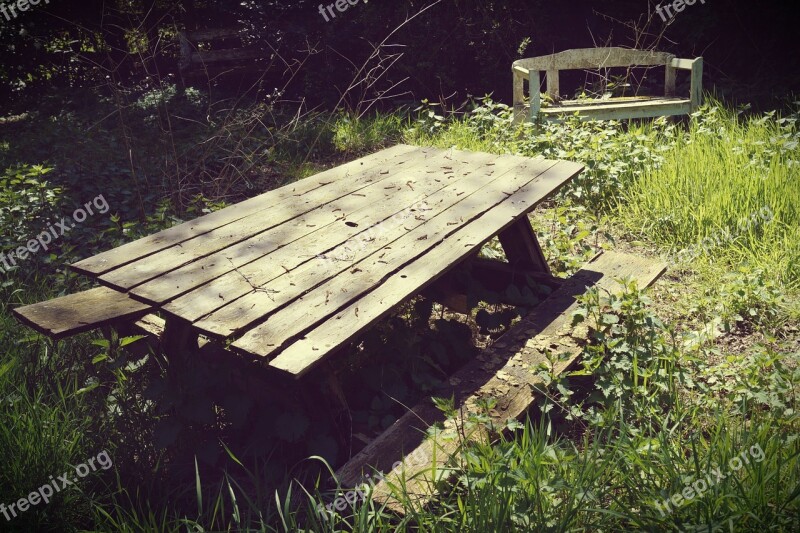 Table Wooden Table Bank Wooden Bench Bench