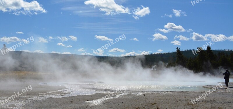 Yellowstone National Park Hot Spring Steam Smoke