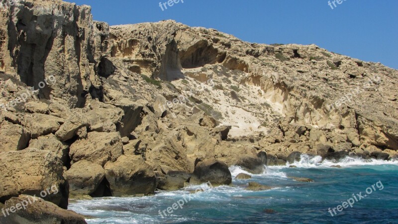 Cyprus Cavo Greko Landscape Rock Sea