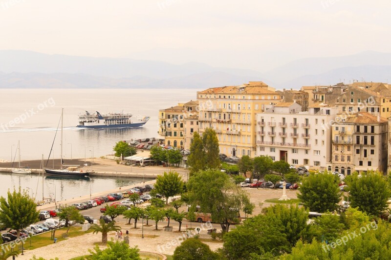 Corfu Ferry Ship Port Sea