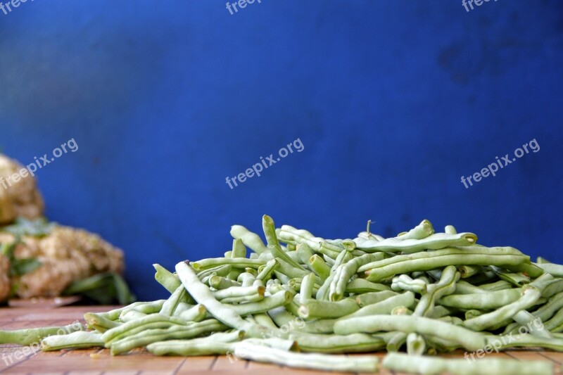 Beans Vegetable Food Blue Pile