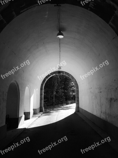 Tunnel Light Black And White Dark Underground