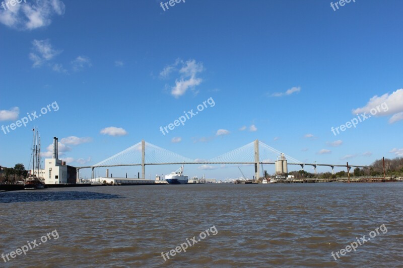 River Bridge Sky Cityscape Skyline