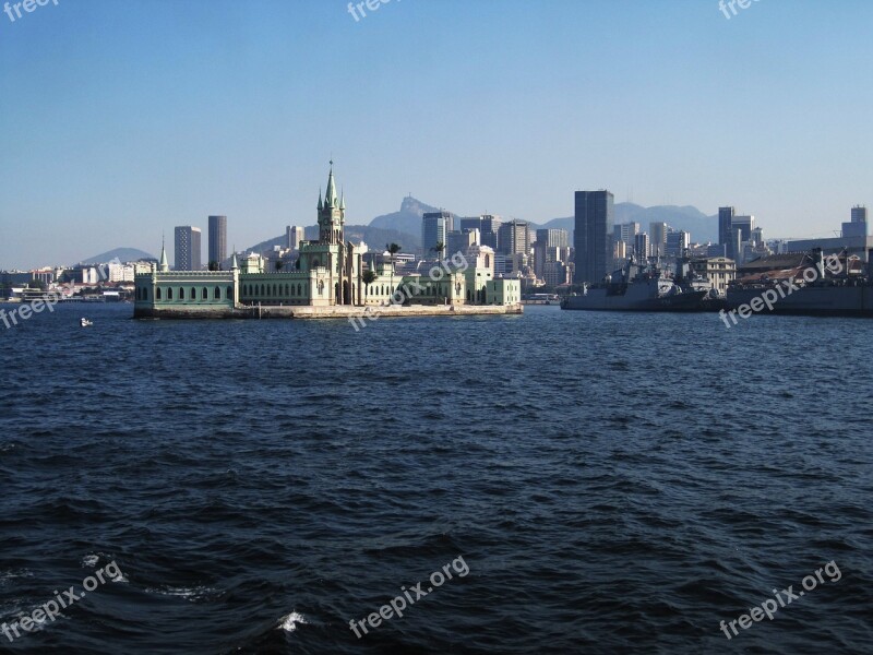 Rio Skyline Fiscal Island Palace Corcovado