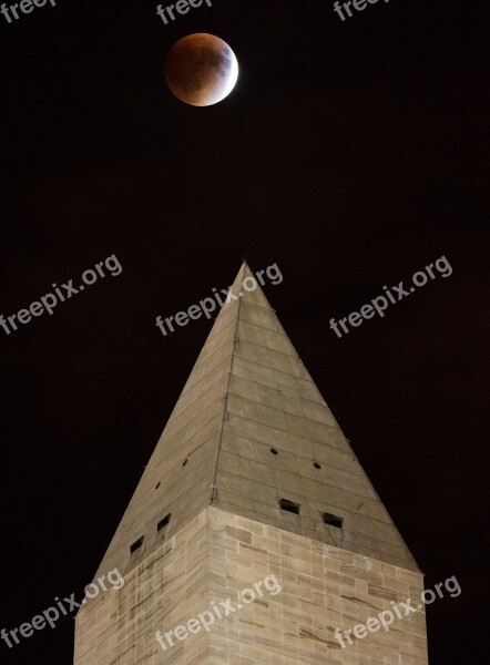 Washington Monument Landmark Supermoon Night Full Moon