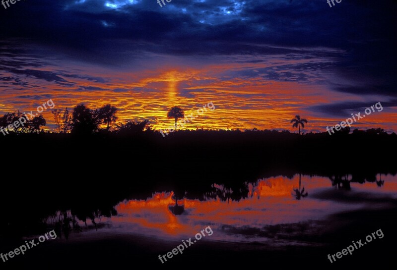 Sunrise Everglades Colorful Sky Clouds