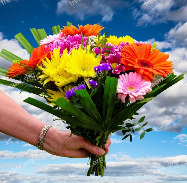 Flowers Bouquet Pass Greeting Colorful