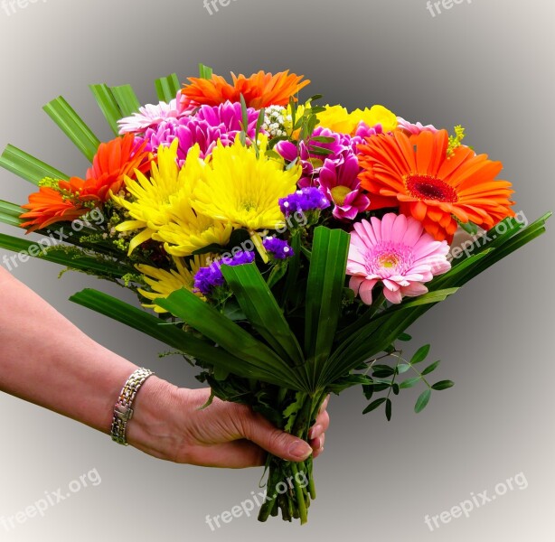 Flowers Bouquet Pass Greeting Colorful