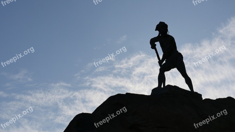 Statue Cerro Santa Lucia Santiago Chile Backlight