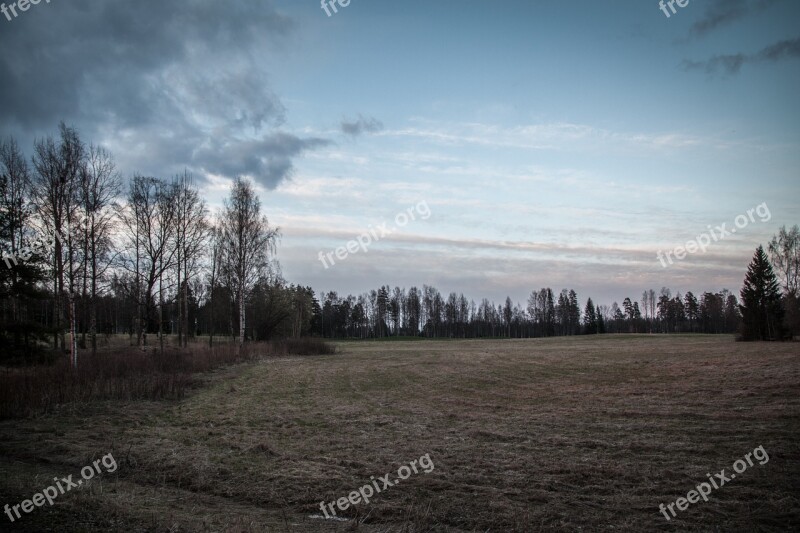 Field Dark Landscape Nature Dramatic