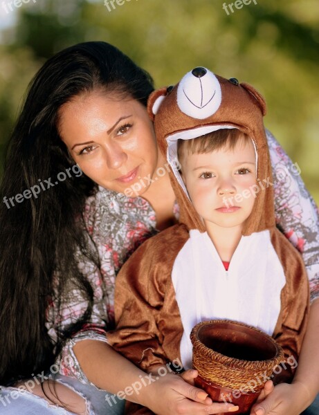 Mom Son Teddy Bear Love Hug