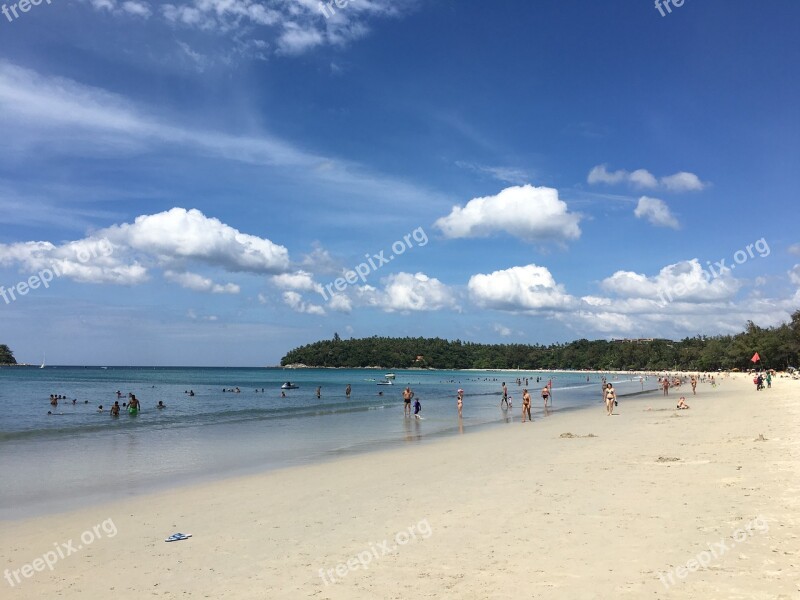 Phuket Beach Blue Sky White Cloud Free Photos