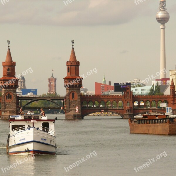 Berlin Spree Oberbaumbrücke Bridge Free Photos