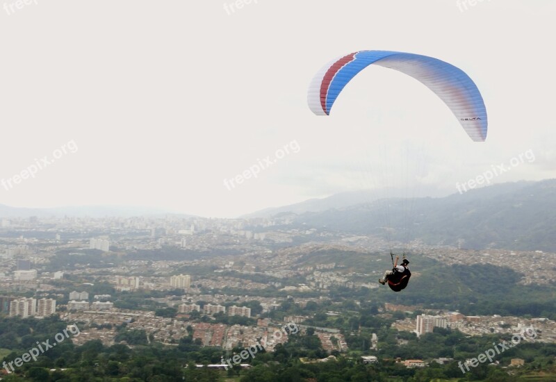 Paragliding Landscape City Urban Landscape Panoramic