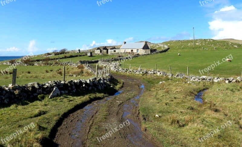 Landscape Fields Path Sky Stonewalls