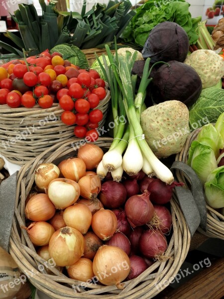 Vegetables Tomatoes Leek Salad Onions