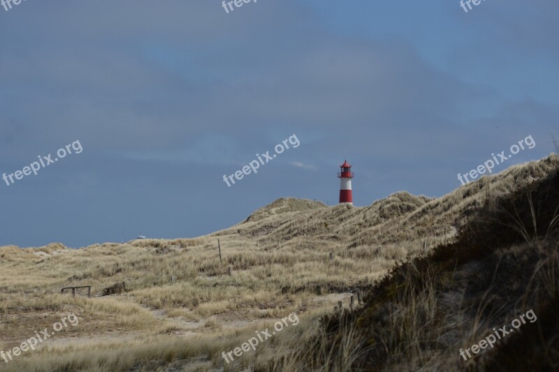 Sylt Lighthouse Coast Clouds Sea