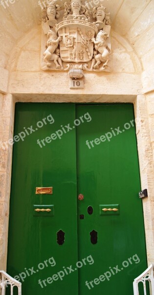 Malta Door Green Carved Stone Free Photos