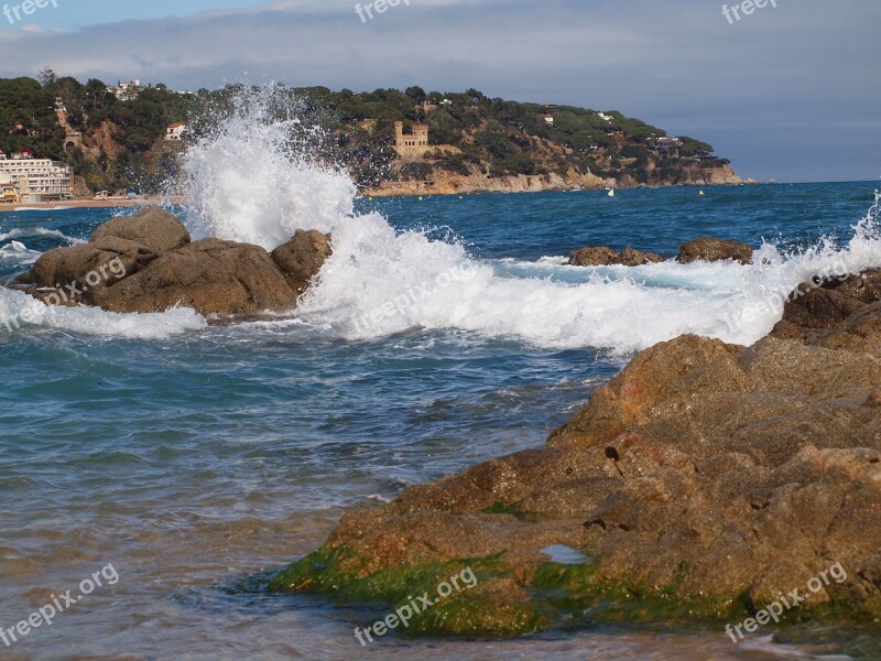 Sea Castle Rock Wave Tide