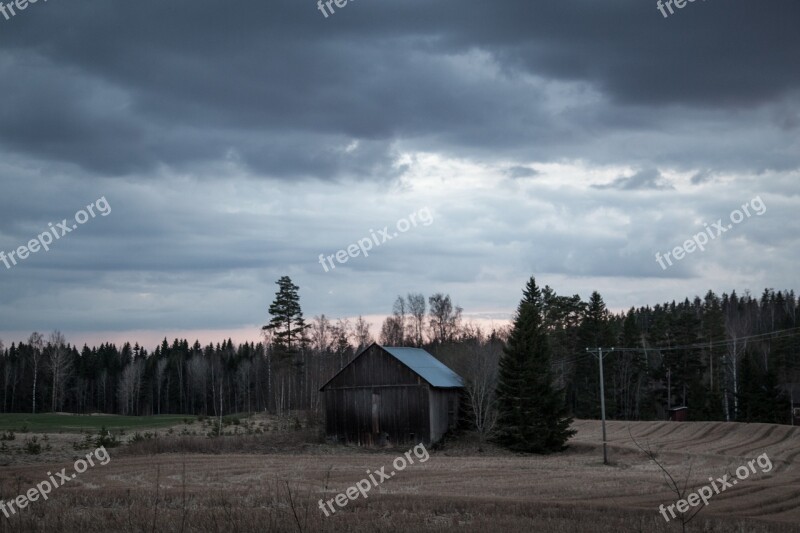 Landscape Finland Barn Old Dark