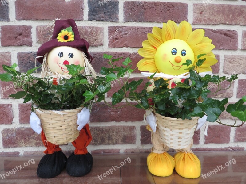 Scarecrow Flowers Decoration Figure Garden