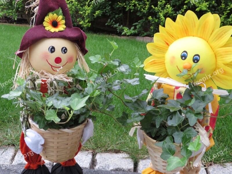 Scarecrow Flowers Decoration Figure Garden